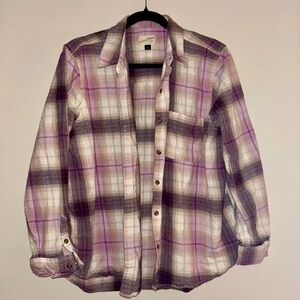 Universal Thread Purple and White Plaid Button Down Shirt